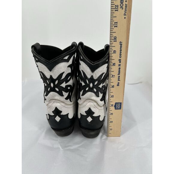 Laredo Aladina Boots Distressed White Leather Black Overlay Size 8 Western Cowgi - Picture 13 of 14